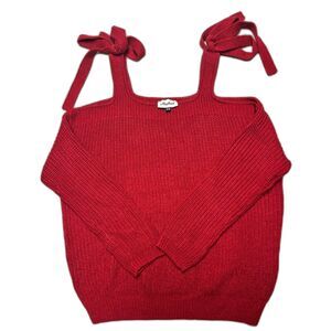 ALYTHEA / BOUTIQUE Red Off the Shoulder Tie Sweater Size S/M